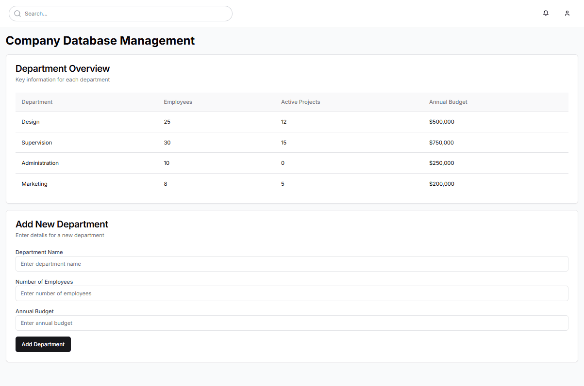 Database management interface